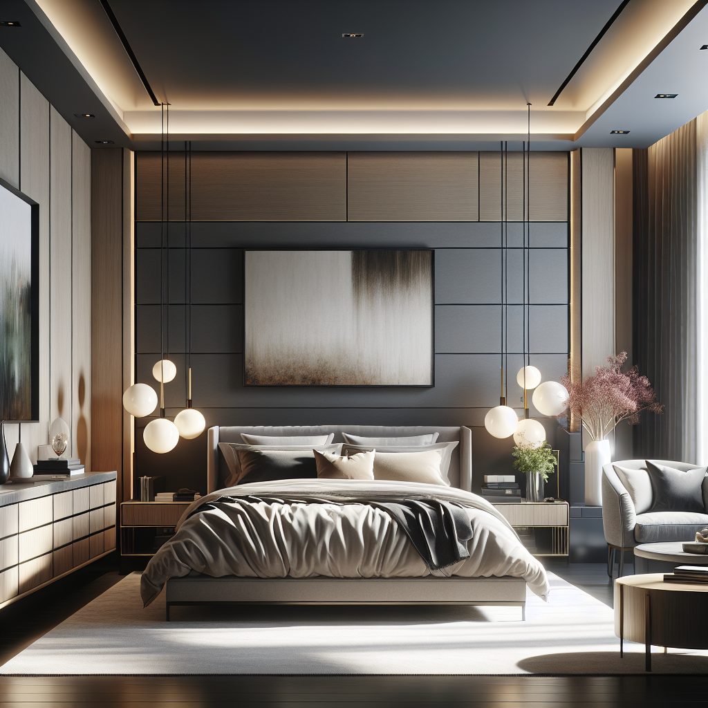 AI-generated image for: a realistic modern bedroom, cinematic