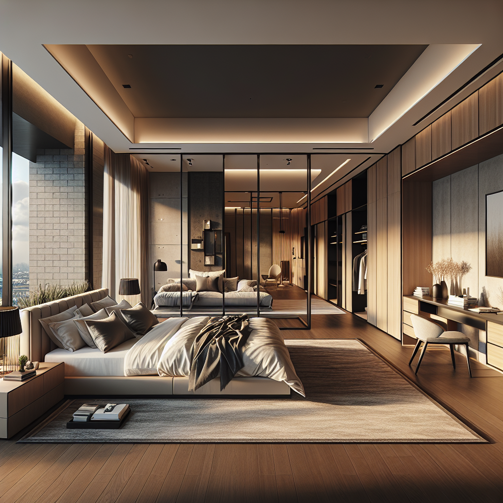 AI-generated image for: a realistic modern bedroom, cinematic