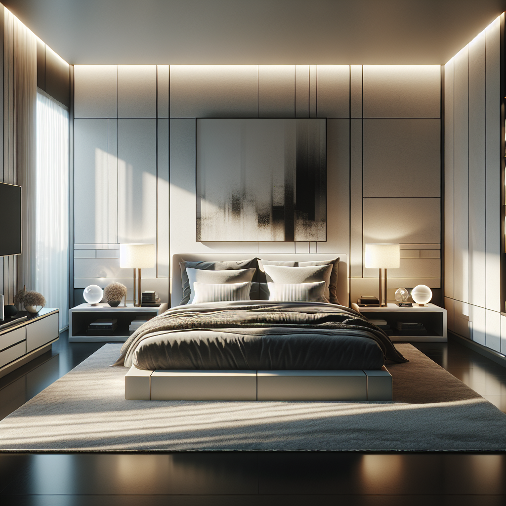 AI-generated image for: a realistic modern bedroom, cinematic