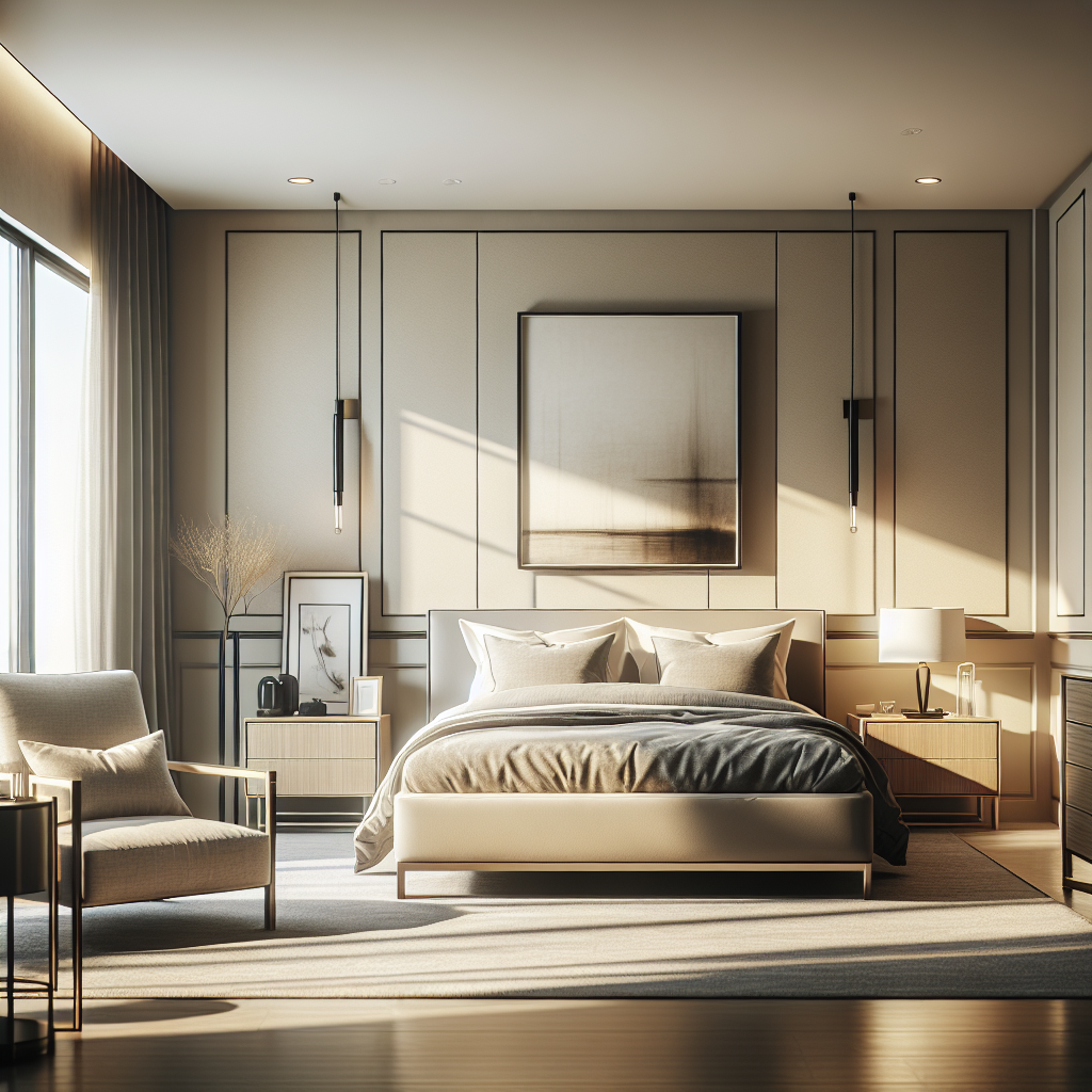 AI-generated image for: a realistic modern bedroom, cinematic