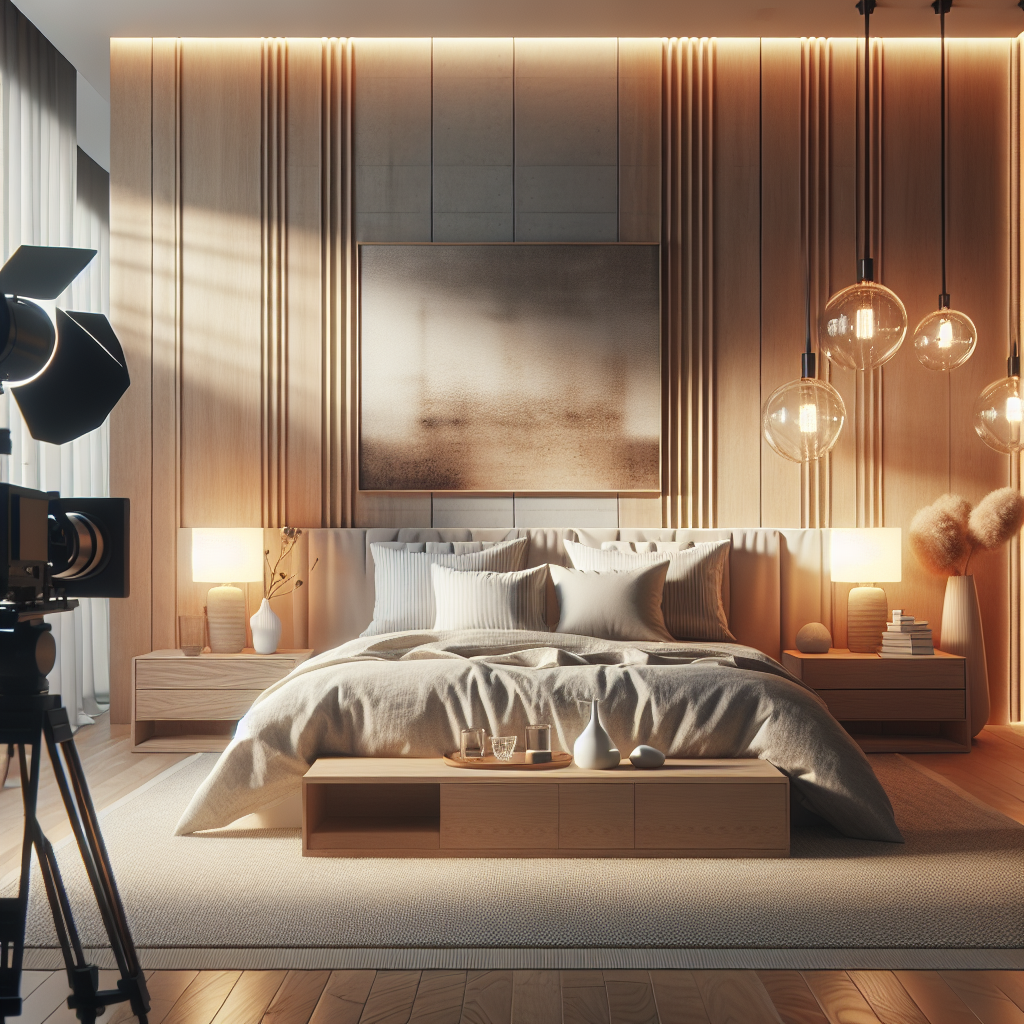 AI-generated image for: a realistic modern bedroom, cinematic