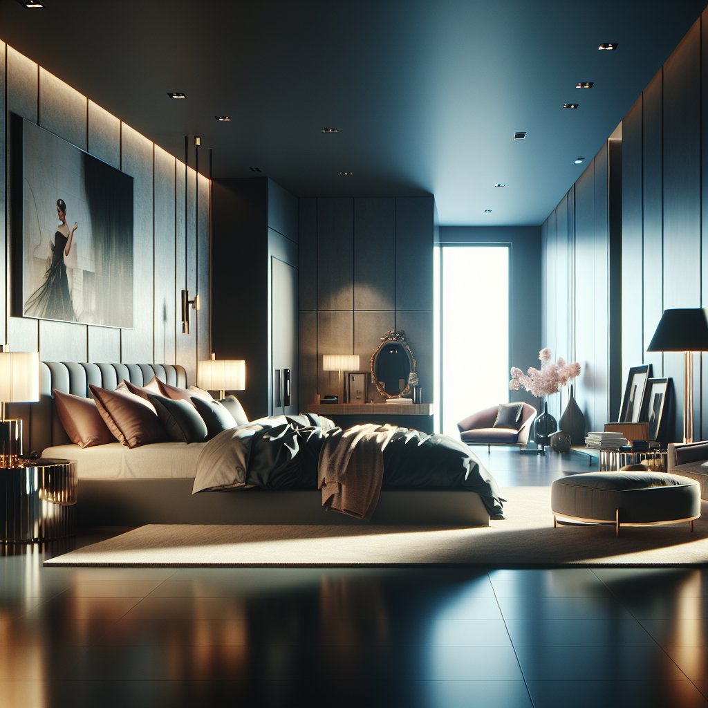 AI-generated image for: a realistic modern bedroom, cinematic