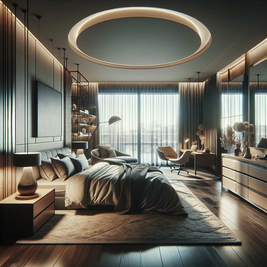 AI-generated image for: a realistic modern bedroom, cinematic