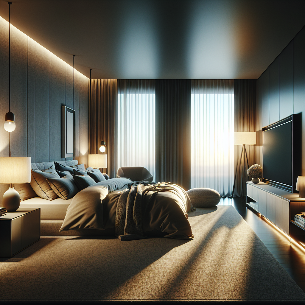 AI-generated image for: a realistic modern bedroom, cinematic