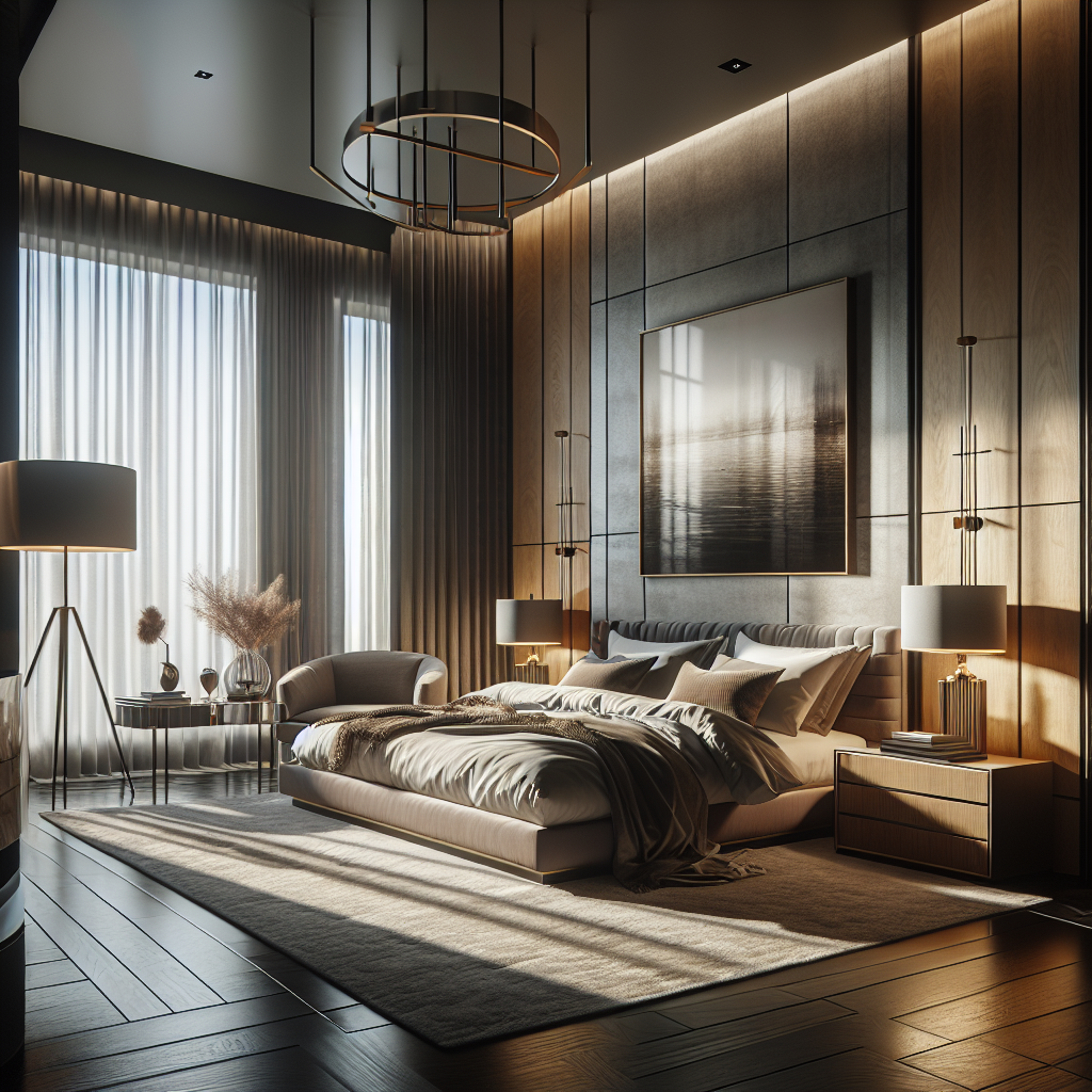 AI-generated image for: a realistic modern bedroom, cinematic