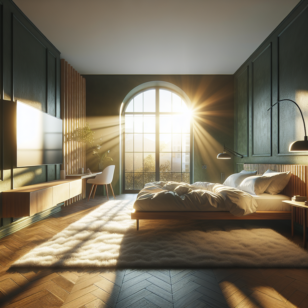 AI-generated image for: a realistic modern bedroom, cinematic