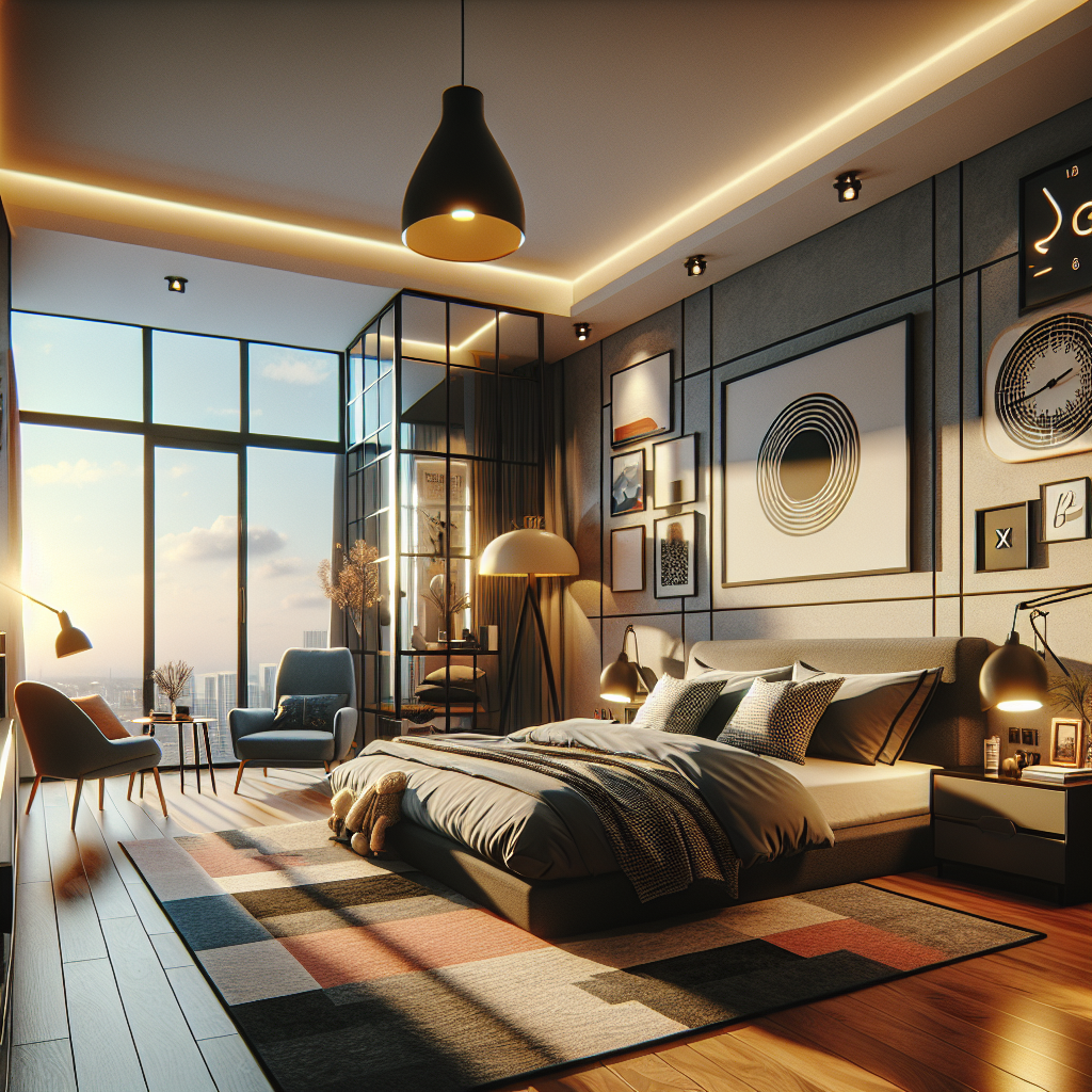 AI-generated image for: a realistic modern bedroom, cinematic