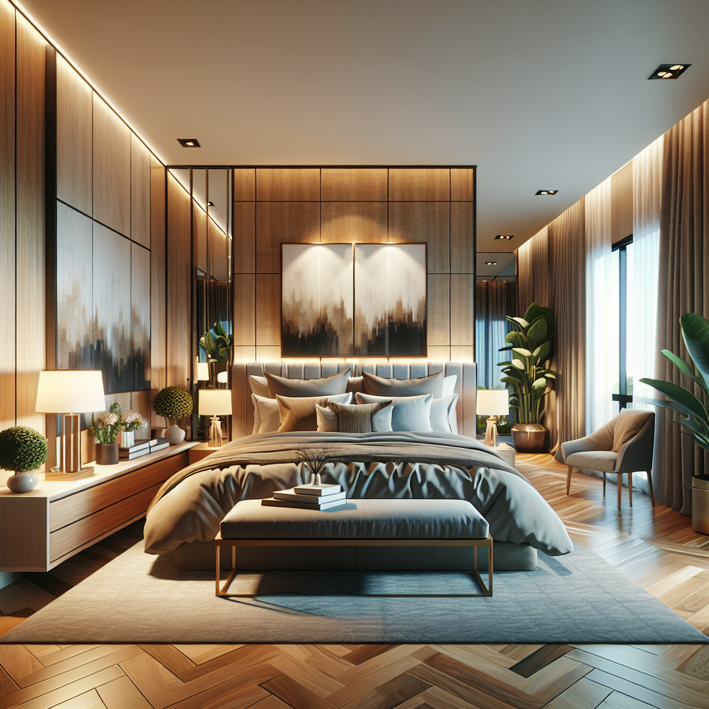 AI-generated image for: a realistic modern bedroom, cinematic