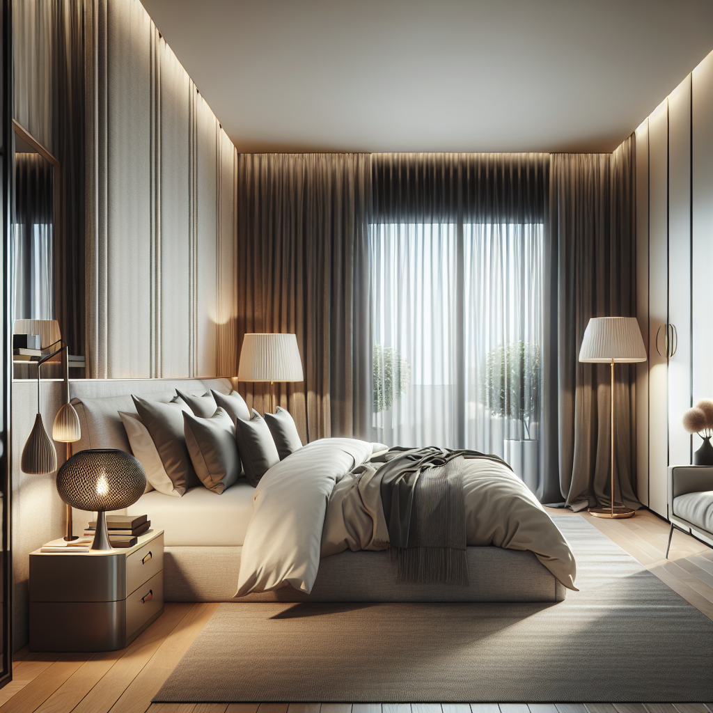 AI-generated image for: a realistic modern bedroom, cinematic