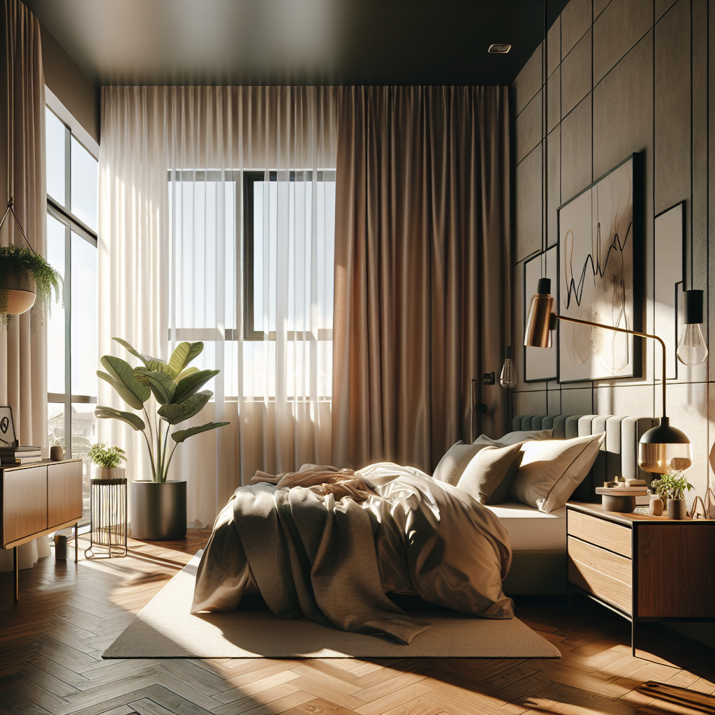 AI-generated image for: a realistic modern bedroom, cinematic