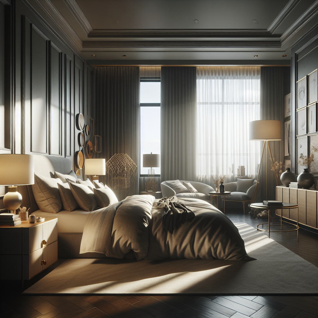 AI-generated image for: a realistic modern bedroom, cinematic