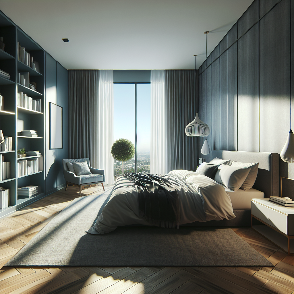 AI-generated image for: a realistic modern bedroom, cinematic