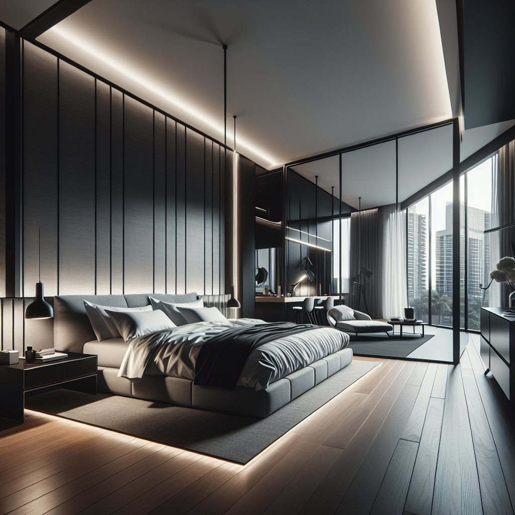 AI-generated image for: a realistic modern bedroom, cinematic