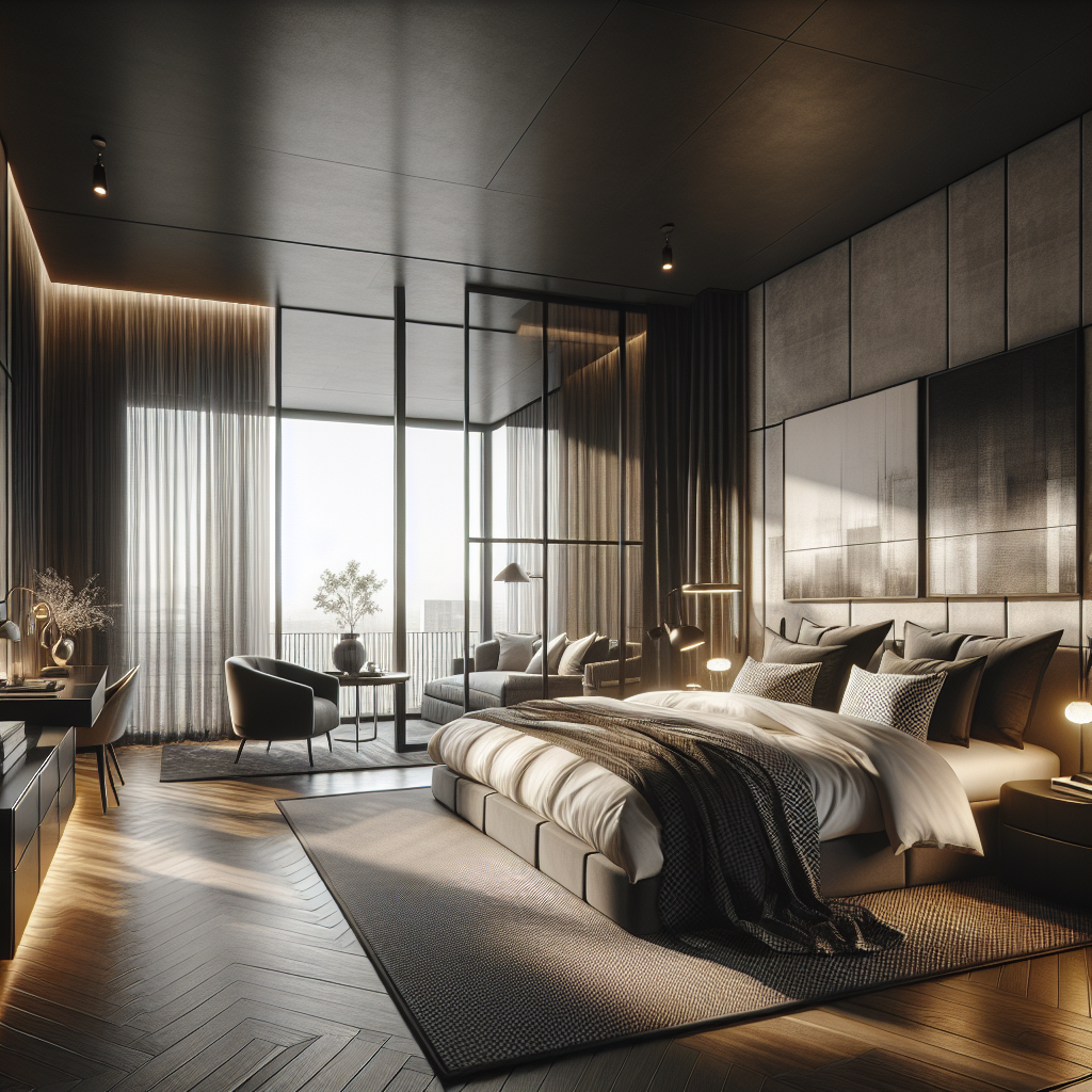 AI-generated image for: a realistic modern bedroom, cinematic