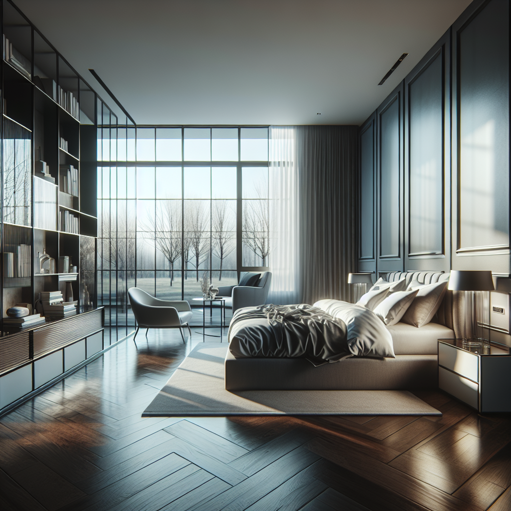 AI-generated image for: a realistic modern bedroom, cinematic