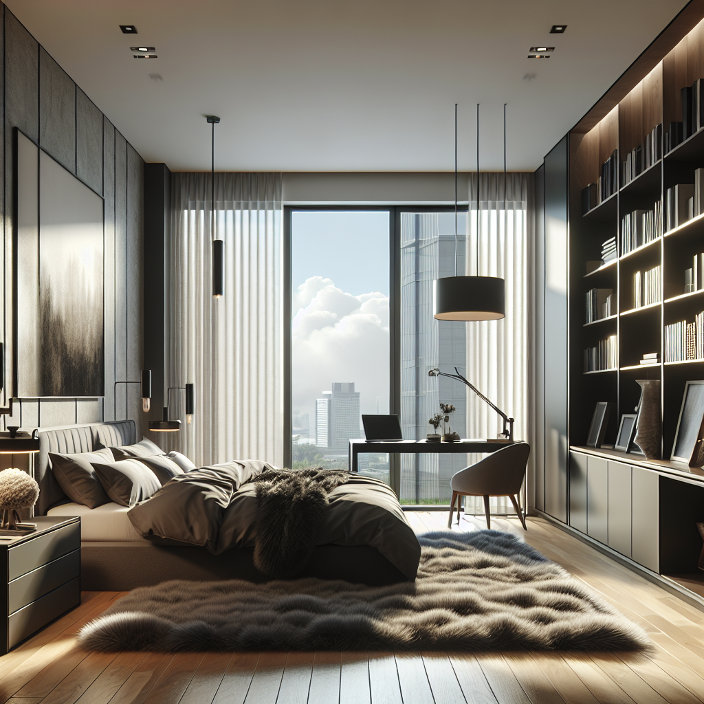 AI-generated image for: a realistic modern bedroom, cinematic