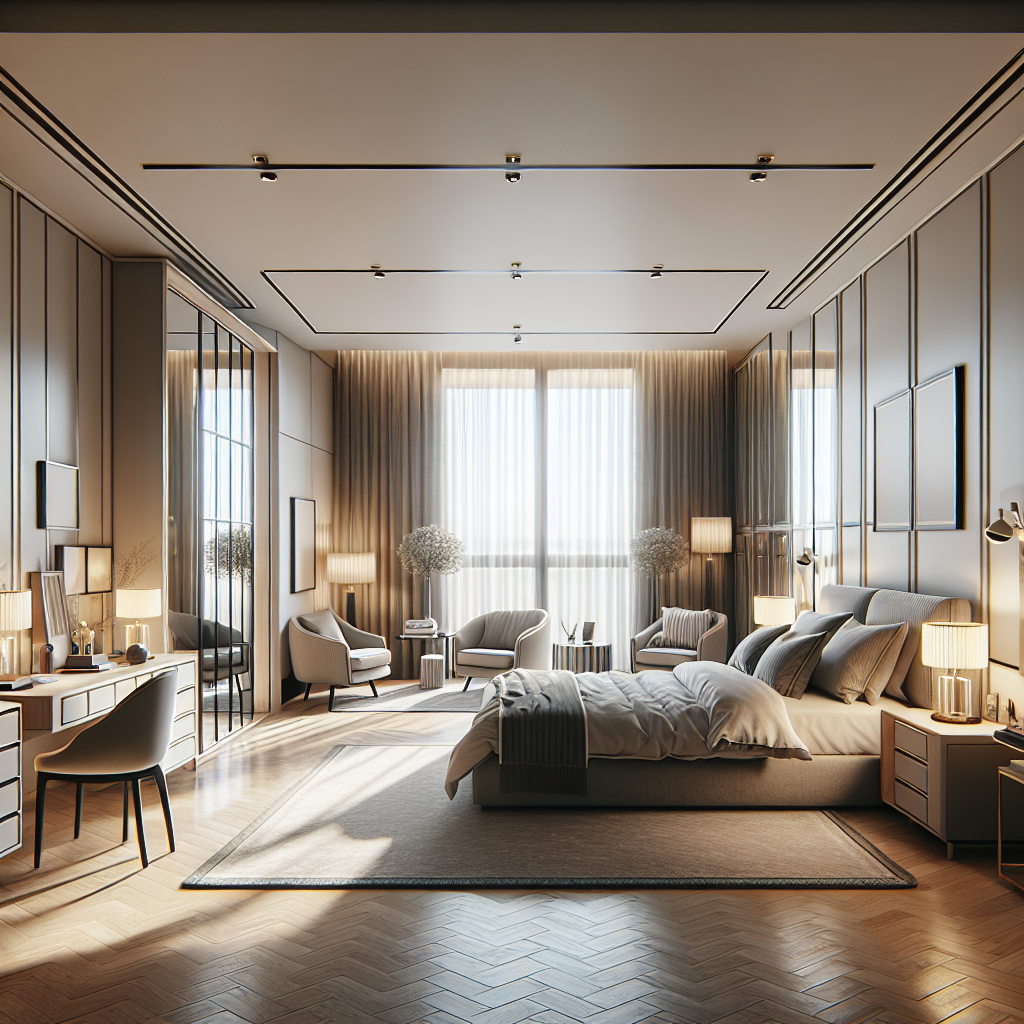 AI-generated image for: a realistic modern bedroom, cinematic