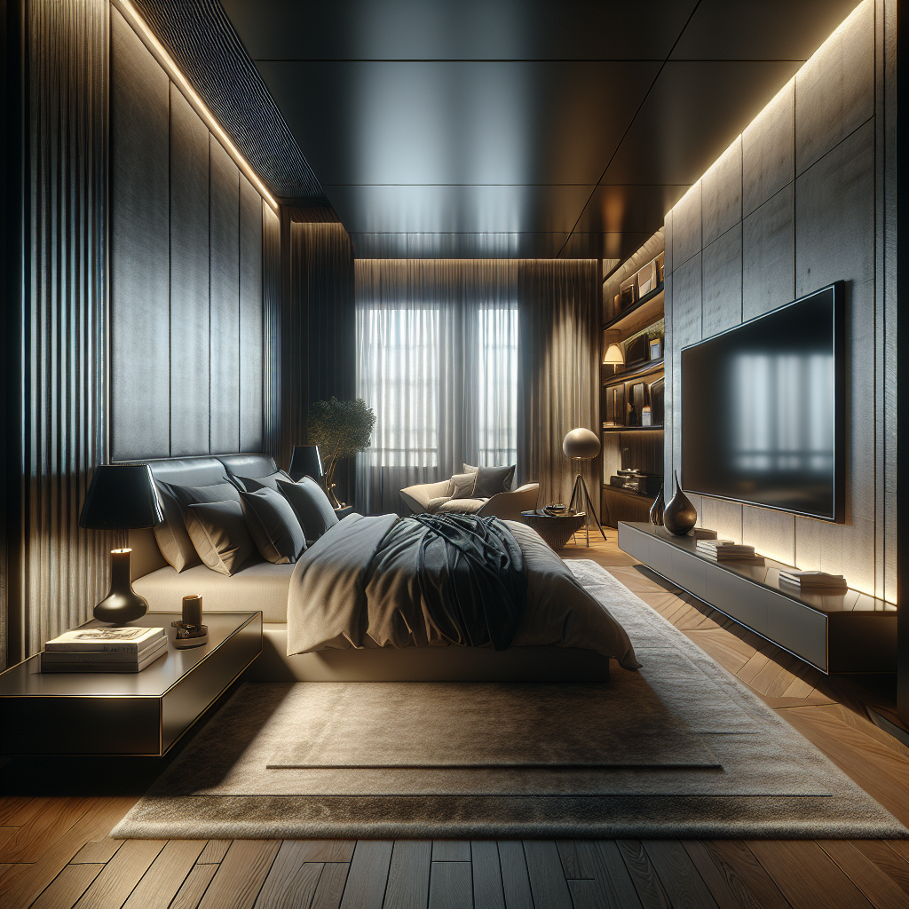 AI-generated image for: a realistic modern bedroom, cinematic