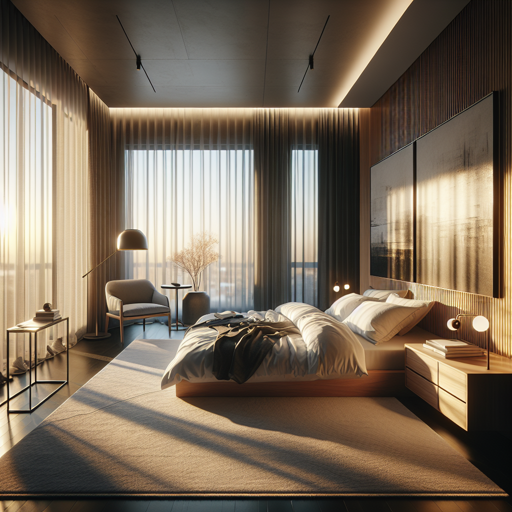 AI-generated image for: a realistic modern bedroom, cinematic