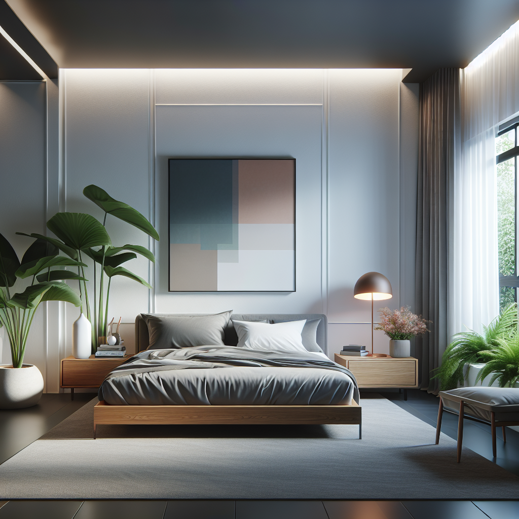 AI-generated image for: a realistic modern bedroom, cinematic