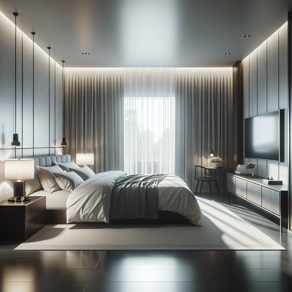 AI-generated image for: a realistic modern bedroom, cinematic