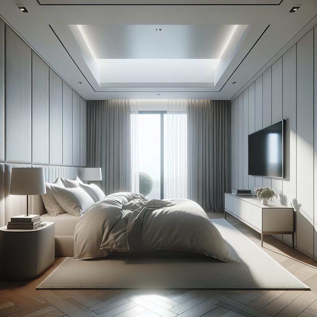 AI-generated image for: a realistic modern bedroom, cinematic