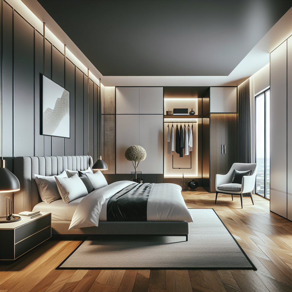 AI-generated image for: a realistic modern bedroom, cinematic