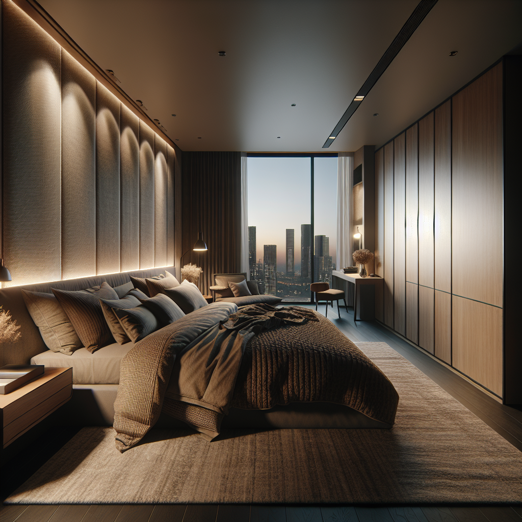 AI-generated image for: a realistic modern bedroom, cinematic