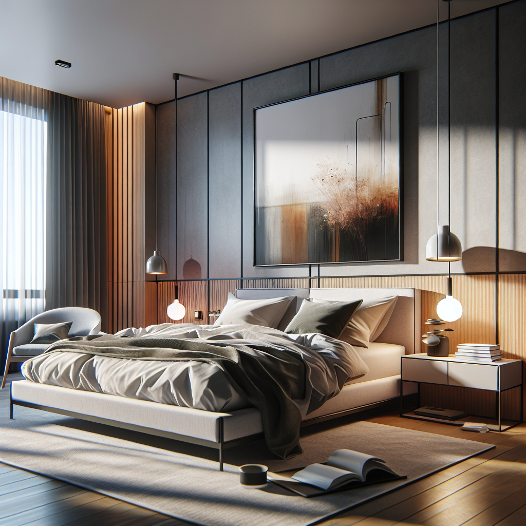 AI-generated image for: a realistic modern bedroom, cinematic