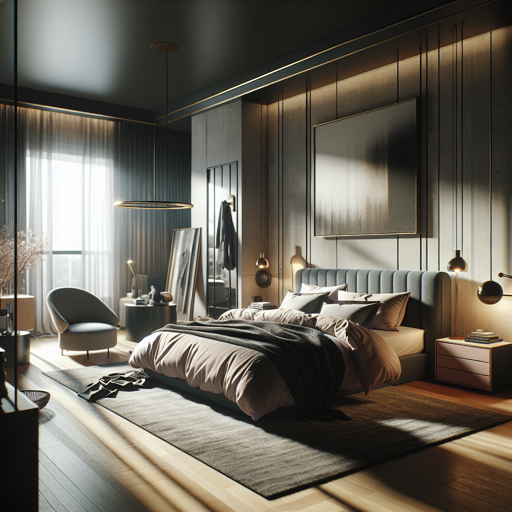 AI-generated image for: a realistic modern bedroom, cinematic