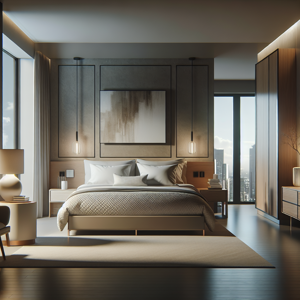 AI-generated image for: a realistic modern bedroom, cinematic