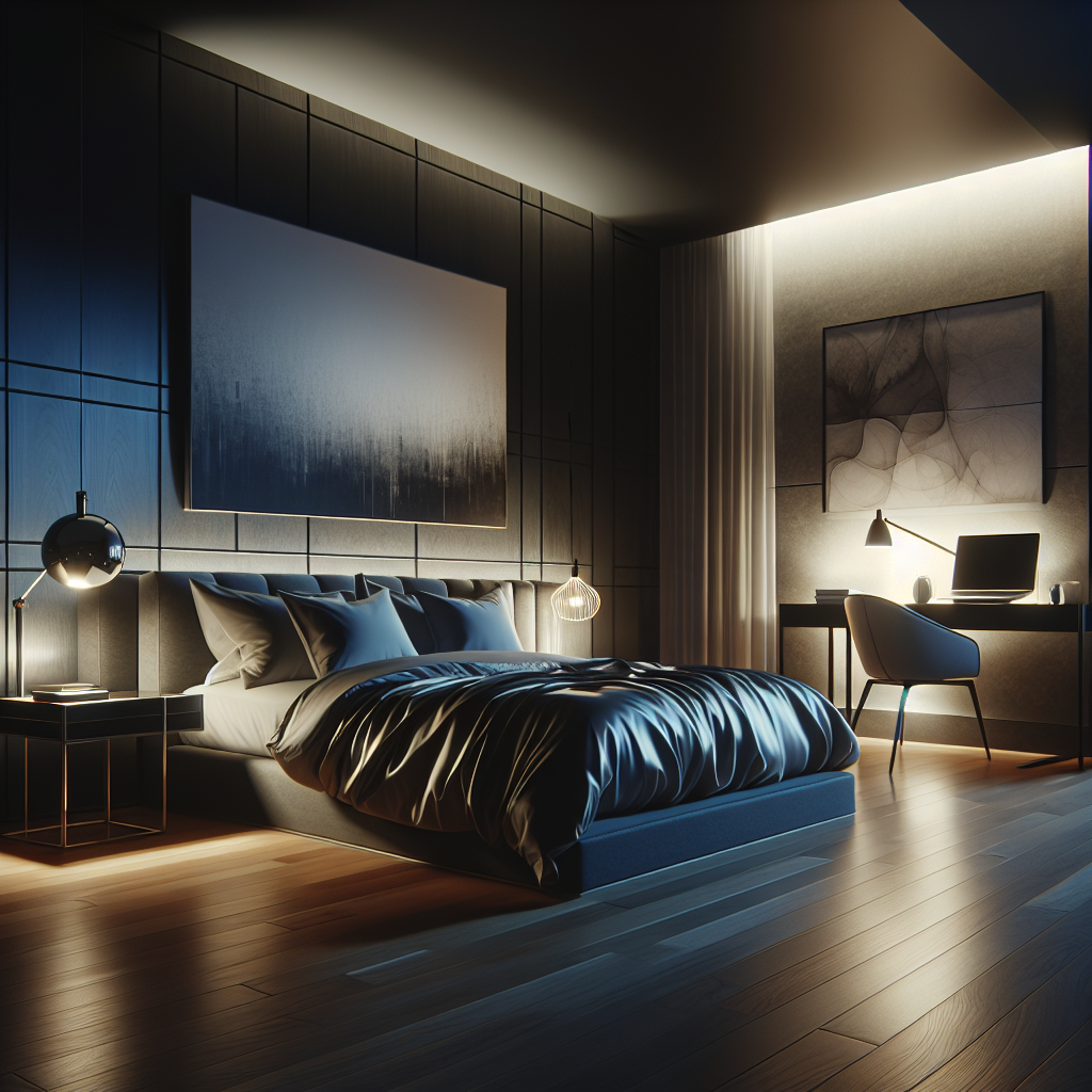 AI-generated image for: a realistic modern bedroom, cinematic