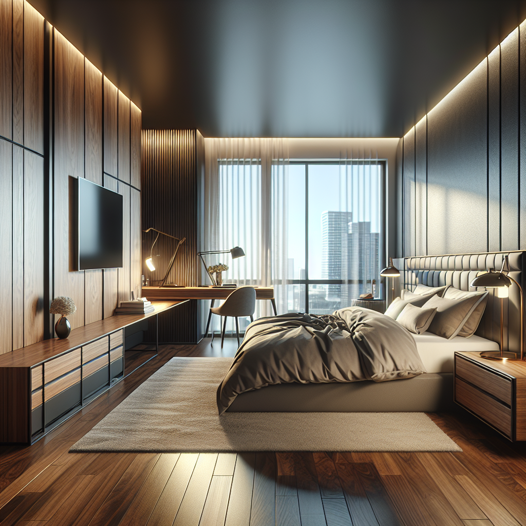 AI-generated image for: a realistic modern bedroom, cinematic