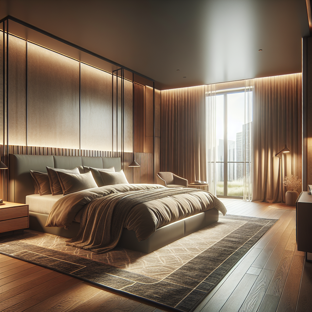 AI-generated image for: a realistic modern bedroom, cinematic