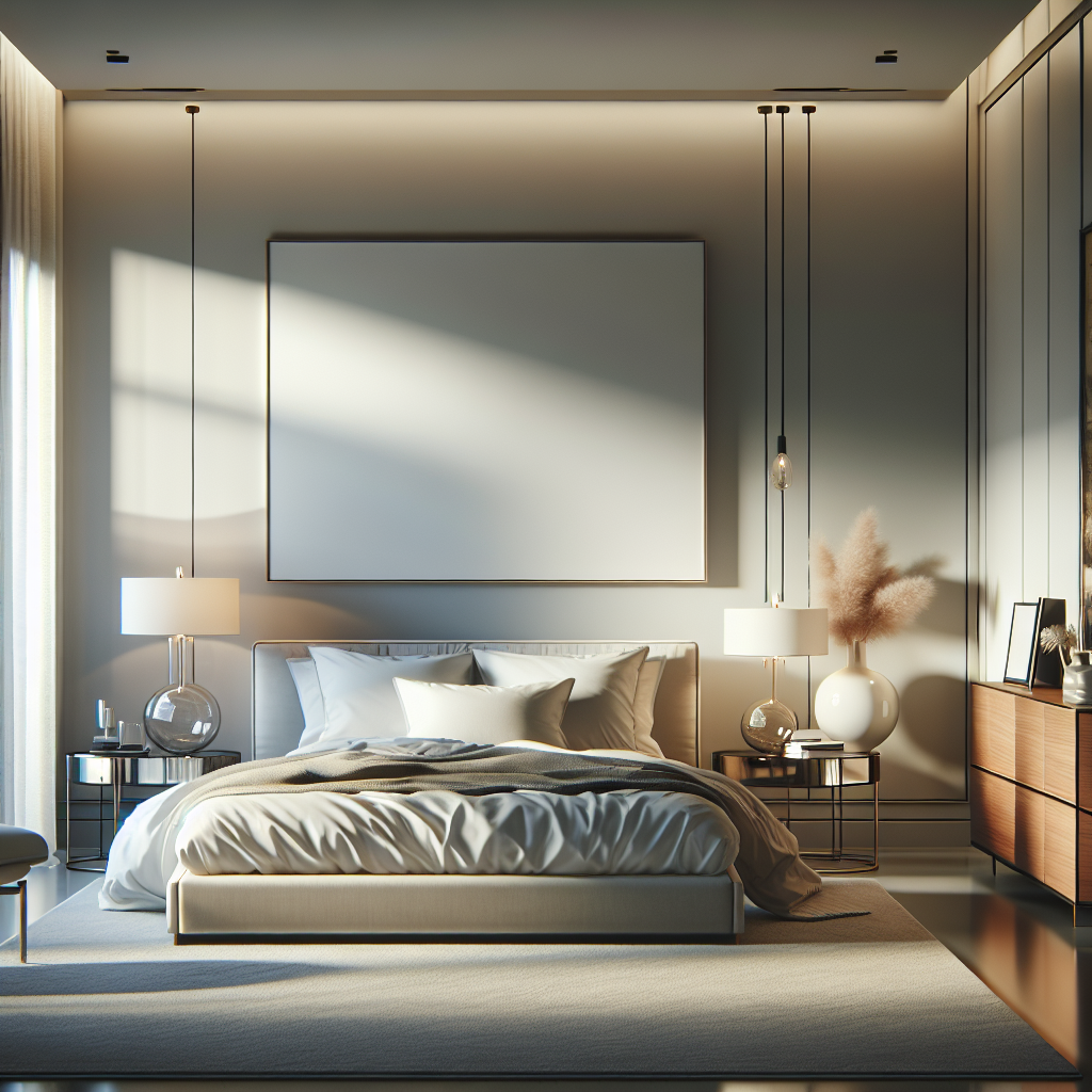 AI-generated image for: a realistic modern bedroom, cinematic