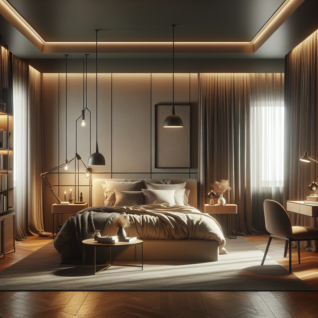 AI-generated image for: a realistic modern bedroom, cinematic