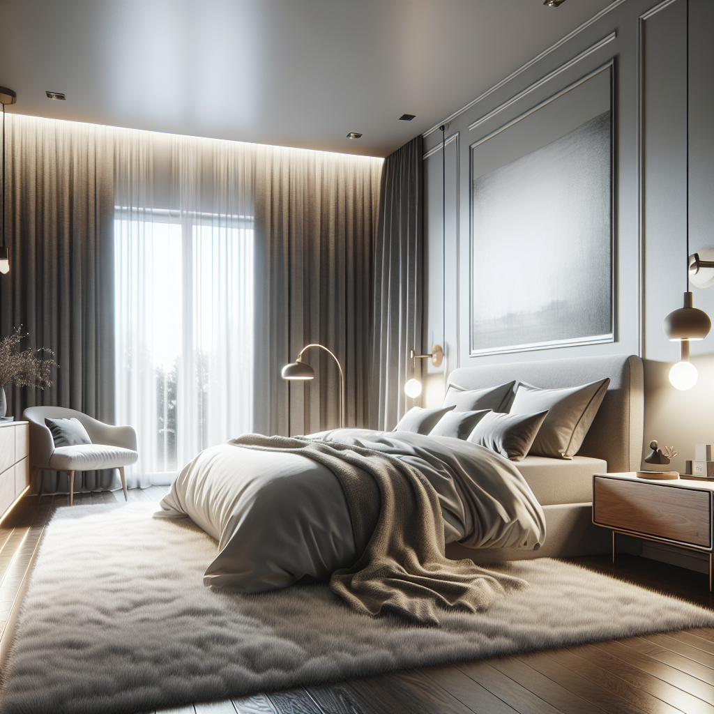 AI-generated image for: a realistic modern bedroom, cinematic