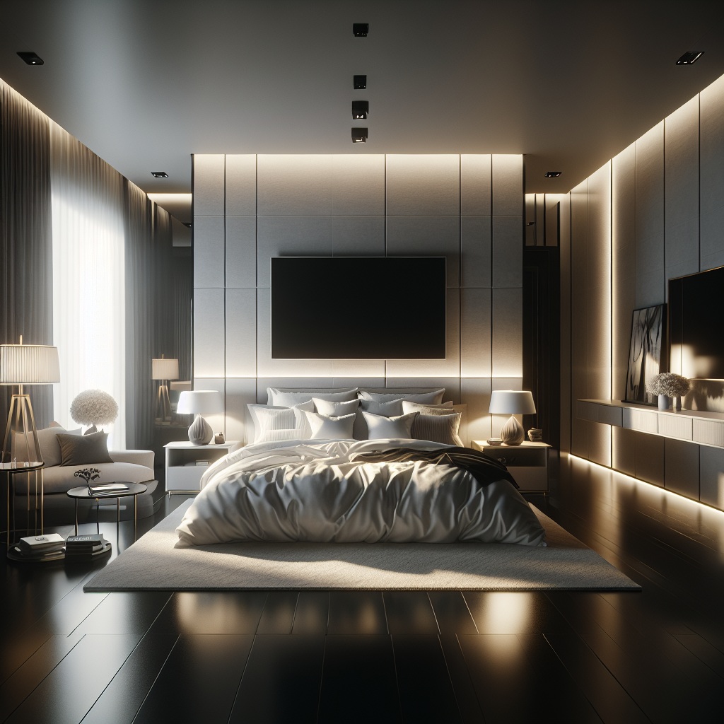 AI-generated image for: a realistic modern bedroom, cinematic