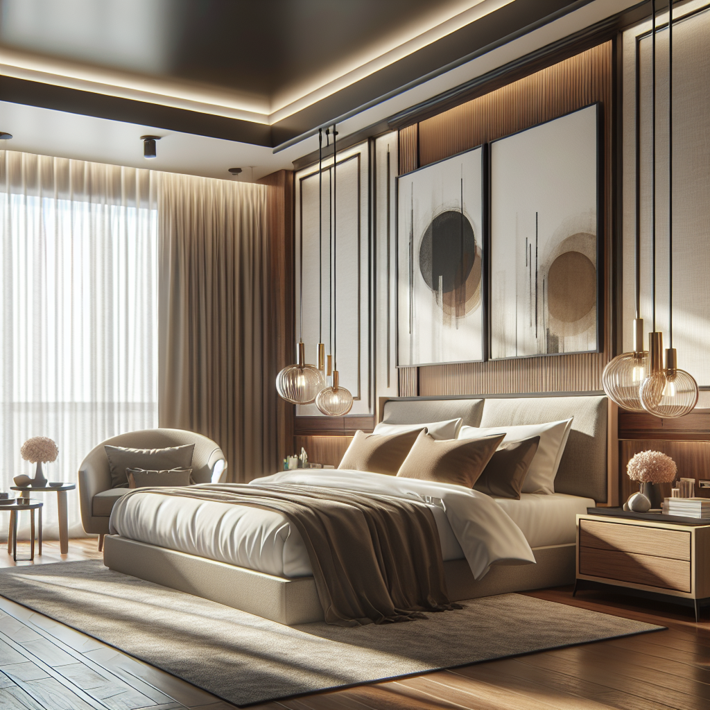 AI-generated image for: a realistic modern bedroom, cinematic