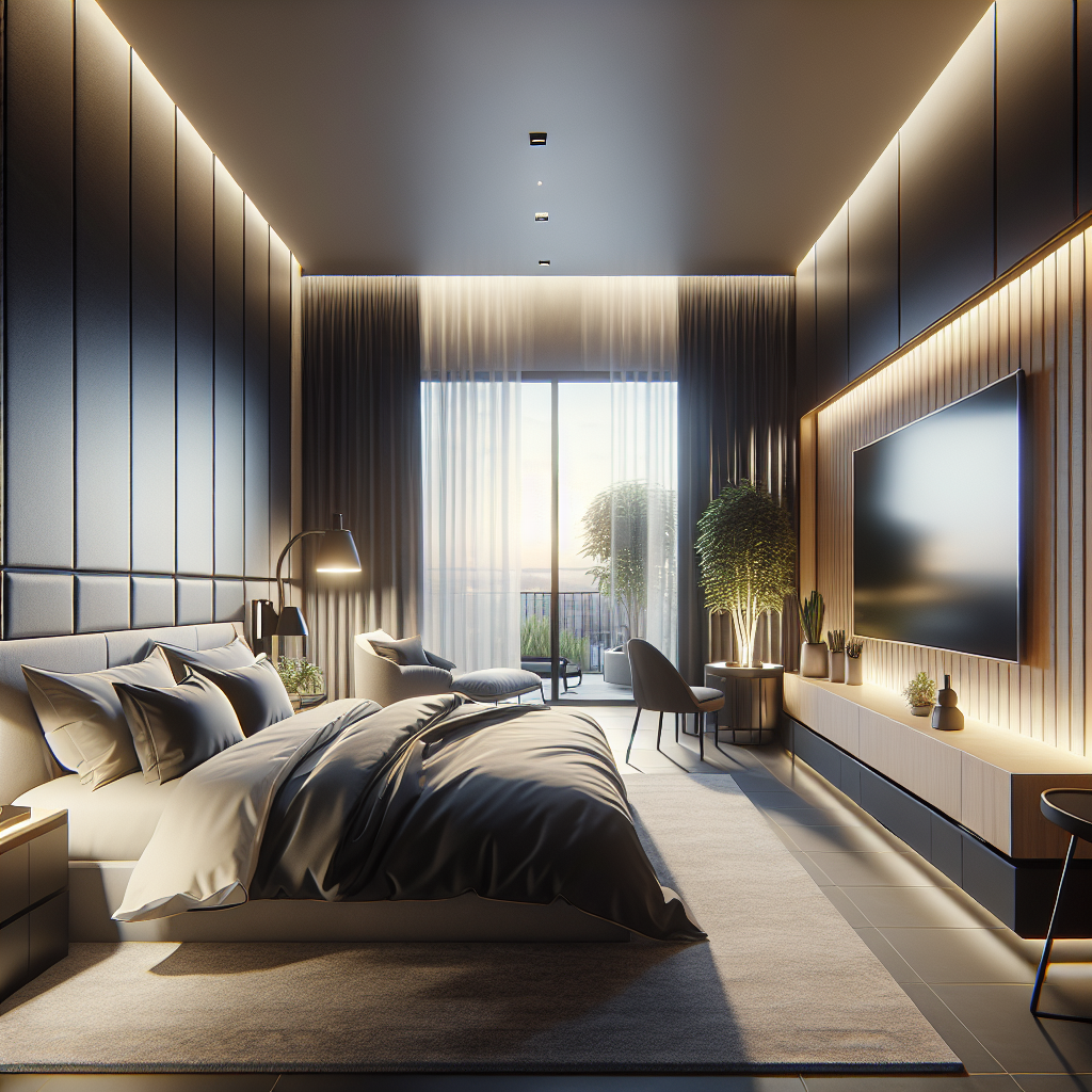 AI-generated image for: a realistic modern bedroom, cinematic