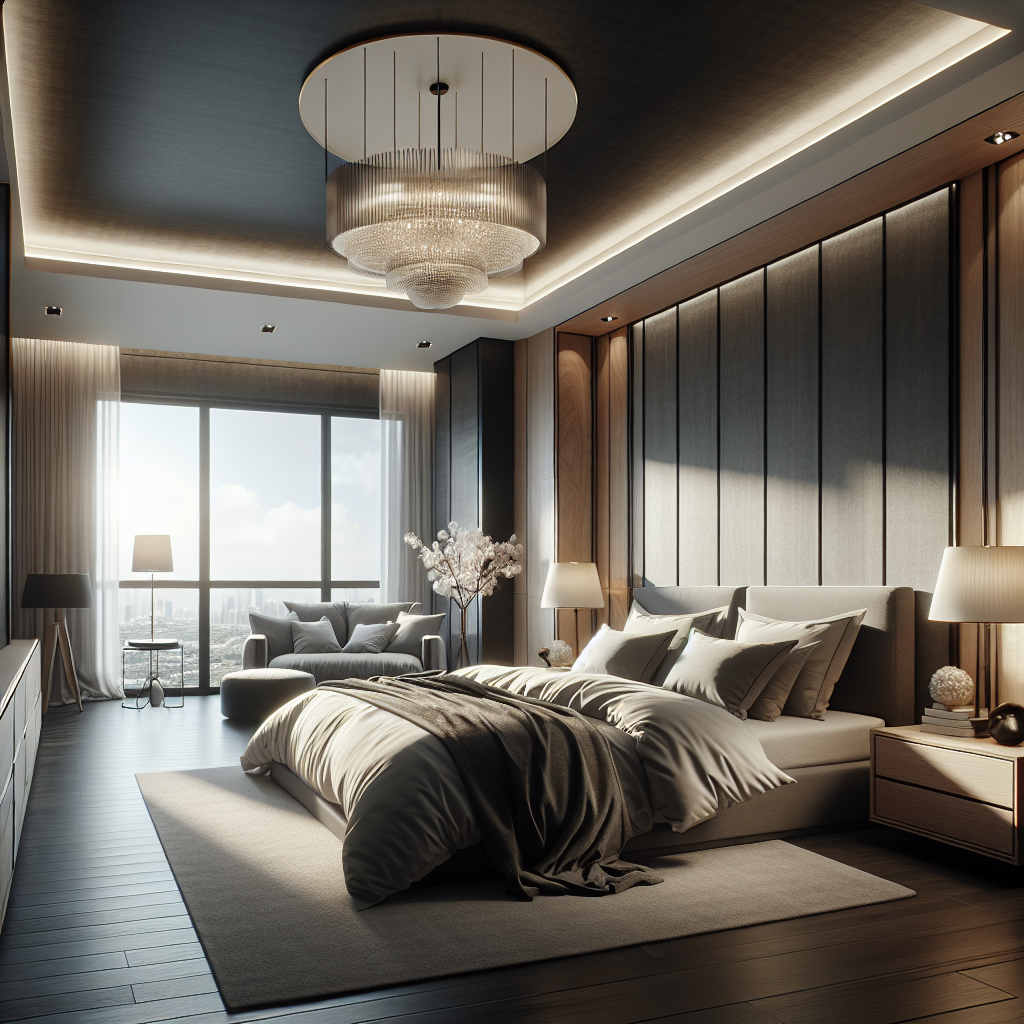 AI-generated image for: a realistic modern bedroom, cinematic