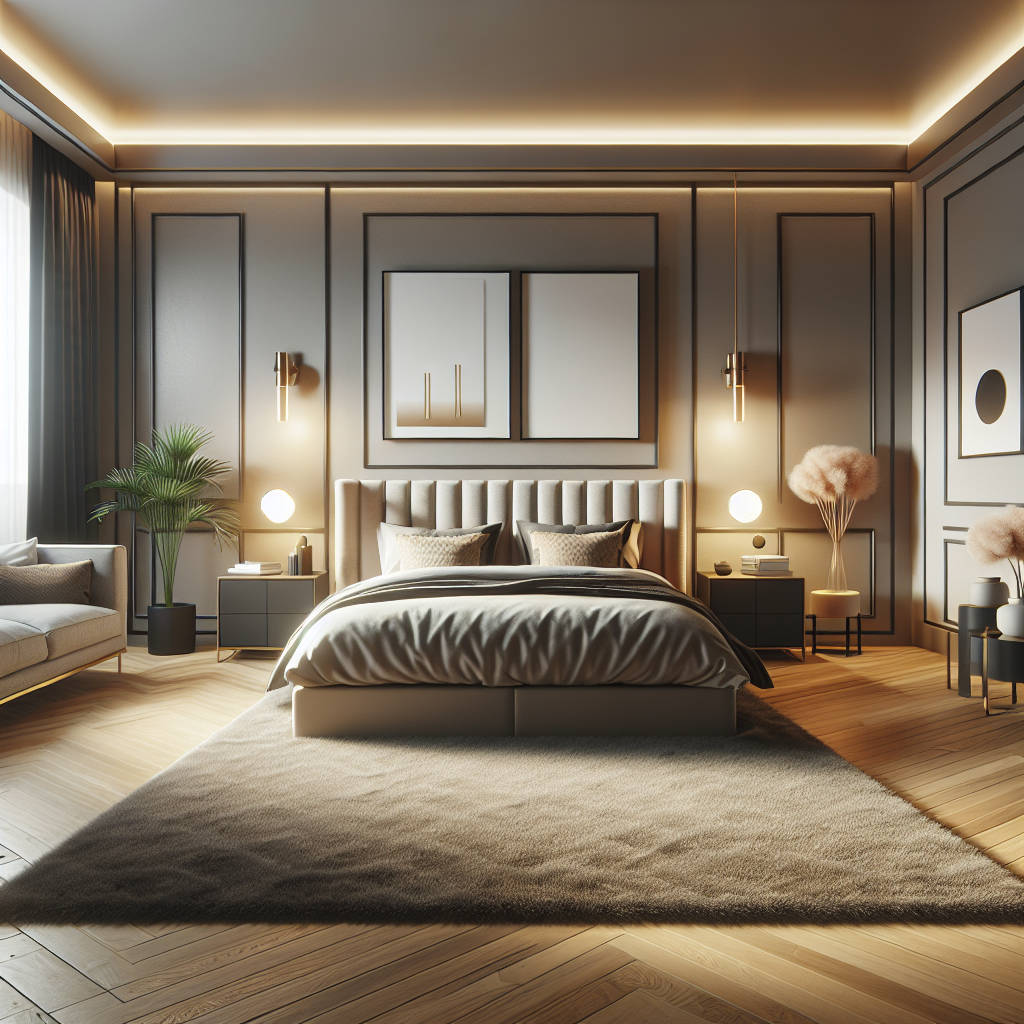 AI-generated image for: a realistic modern bedroom, cinematic