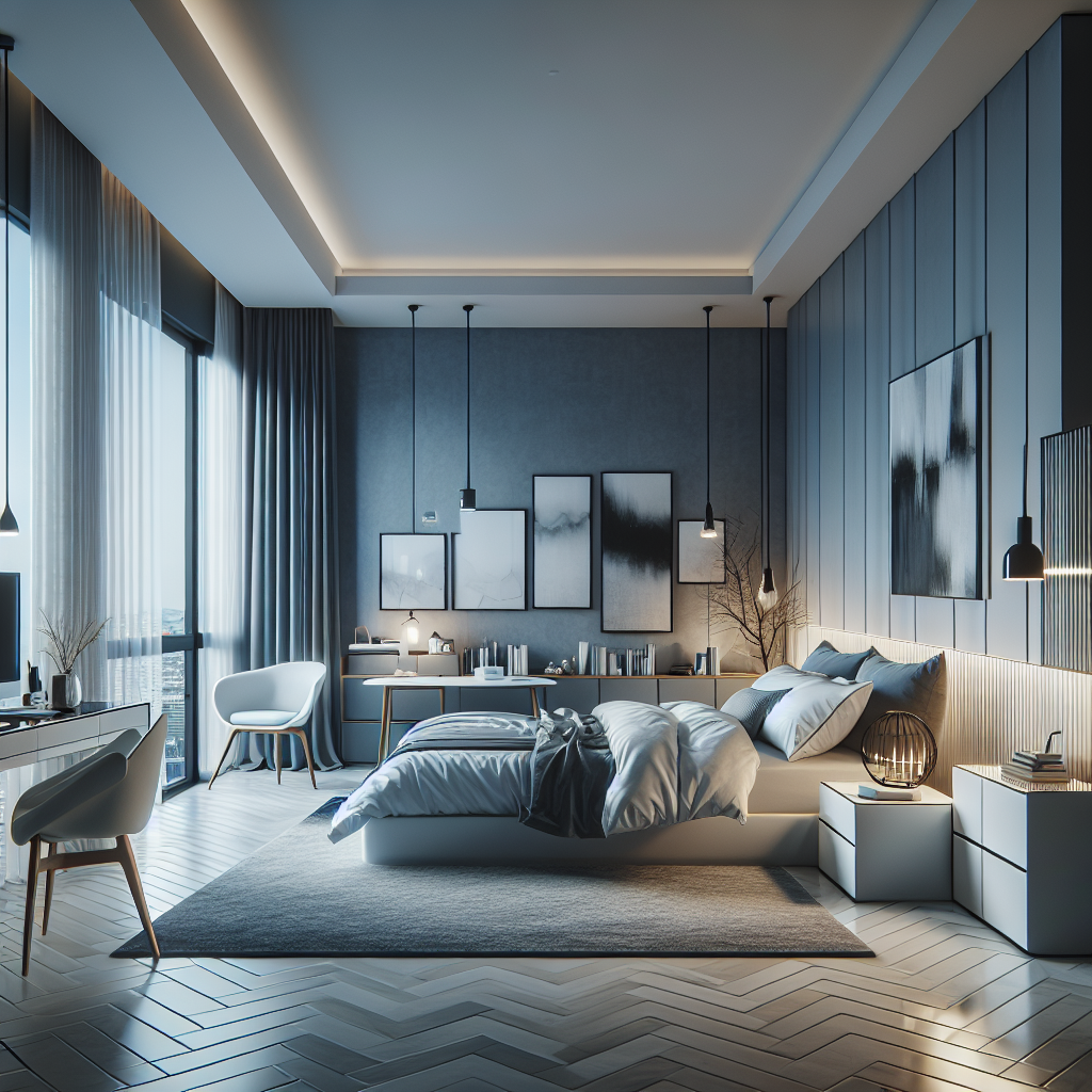 AI-generated image for: a realistic modern bedroom, cinematic