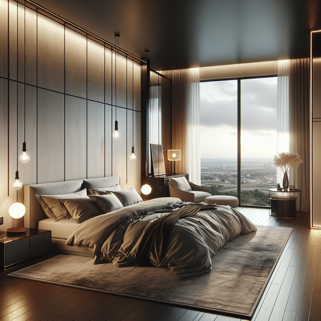 AI-generated image for: a realistic modern bedroom, cinematic