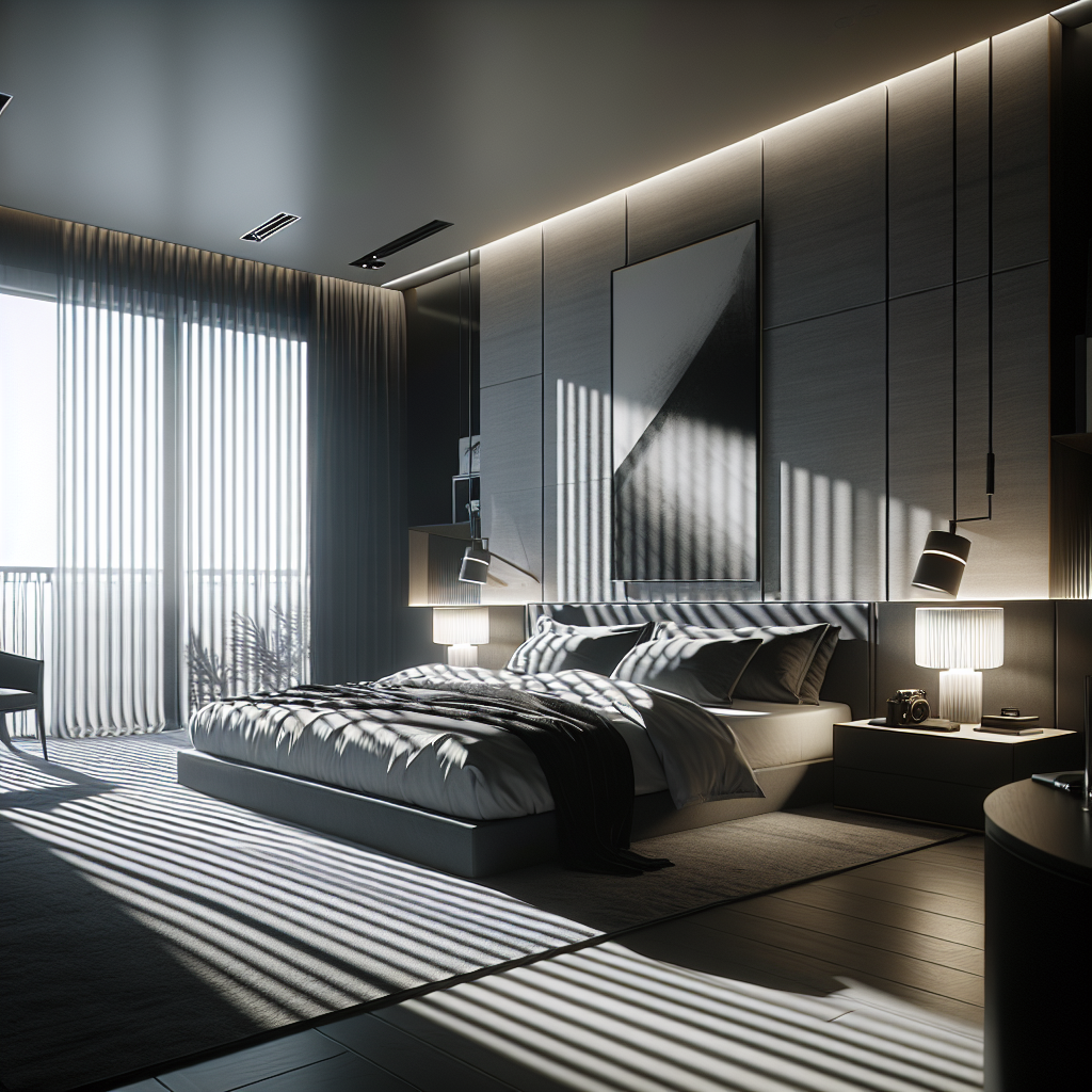 AI-generated image for: a realistic modern bedroom, cinematic