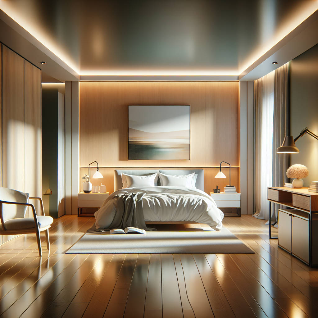 AI-generated image for: a realistic modern bedroom, cinematic