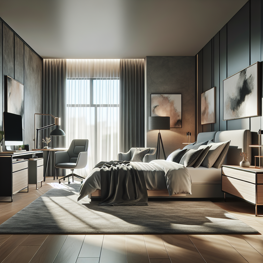 AI-generated image for: a realistic modern bedroom, cinematic