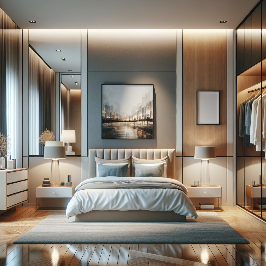 AI-generated image for: a realistic modern bedroom, cinematic