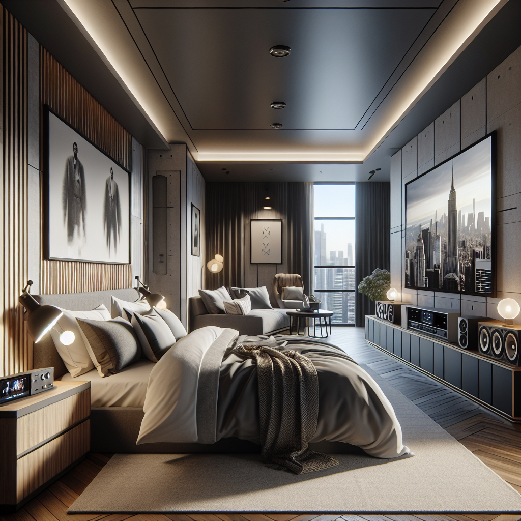 AI-generated image for: a realistic modern bedroom, cinematic