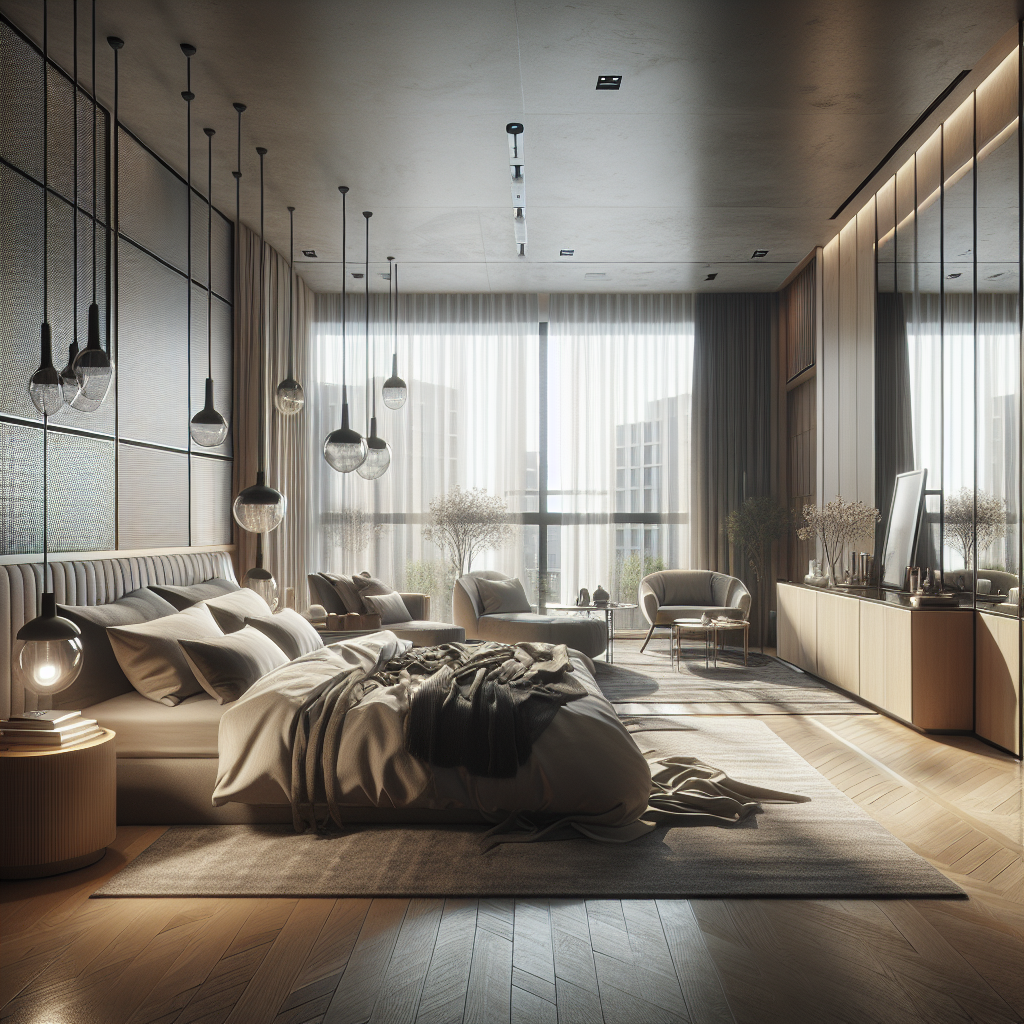 AI-generated image for: a realistic modern bedroom, cinematic